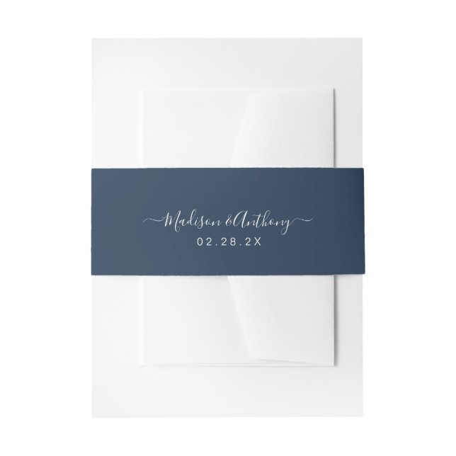Eleganter Kalligraphiename Navy Blue Einladungsbanderole (Vorderseite Beispiel)