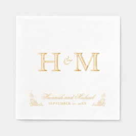 Eleganter Kalligraphiename und Monogramm-Hochzeit Servietten Mit Folie