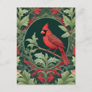 Eleganter Kardinal - Inspiriert von William Morris Postkarte