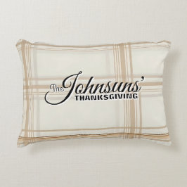 Eleganter Karierter Herbst-Erntedank Dekokissen