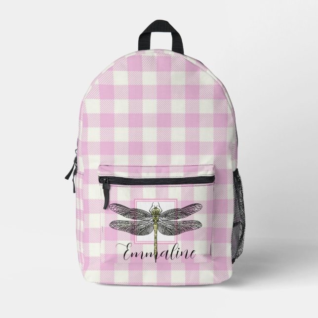 Eleganter karierter Libellenfliege Bedruckter Rucksack (Vorderseite)