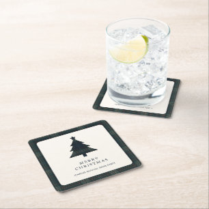 Eleganter Karierter Navy Blue und Green Weihnachts Rechteckiger Pappuntersetzer