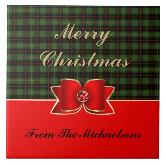 Eleganter Karierter und juwelengezierter Bow mit N Fliese (Vorderseite)