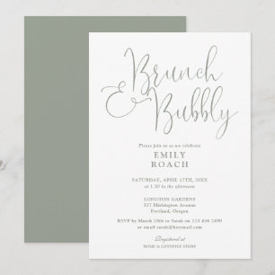 Eleganter Käse mit grünem Brunch und Brautparty Einladung