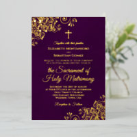 Eleganter katholischer Hochzeitsplatz Lila & Gold