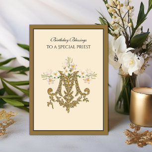 Eleganter katholischer Priester Goldene Marien Kre Karte