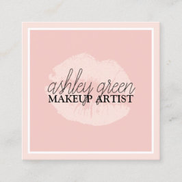 Eleganter Kick Rosa Lips Bilderrahmen Künstler  Quadratische Visitenkarte