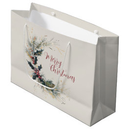 Eleganter Kiefer und Holly Kranz mit Goldakzenten Große Geschenktüte