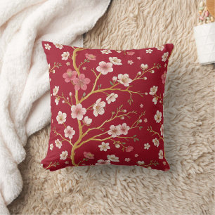 Eleganter Kirschblüten-Gold-Zweig Kissen