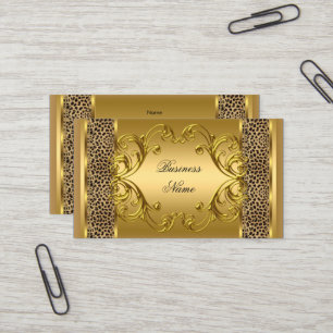 Eleganter klassiger gold-schwarzer Leopard-Tierdru Visitenkarte