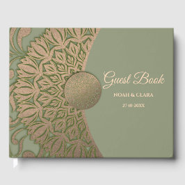 Eleganter Klassiker Mandala Modernes Magengrün & G Gästebuch