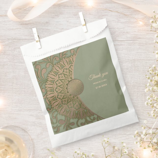 Eleganter Klassiker Mandala Modernes Magengrün & G Geschenktütchen (Ausgeschnitten)
