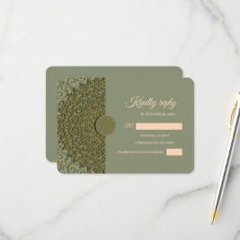 Eleganter Klassiker Mandala Modernes Magengrün & G RSVP Karte