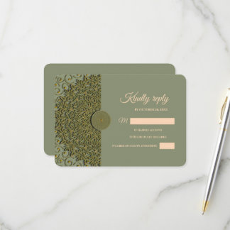 Eleganter Klassiker Mandala Modernes Magengrün & G RSVP Karte