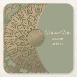 Eleganter Klassiker Modernes Sage Green & Gold Rechteckiger Pappuntersetzer