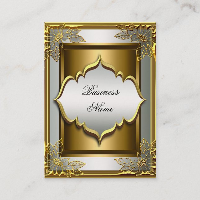 Eleganter Klassiker Whte Black Old Gold Visitenkarte (Vorderseite)