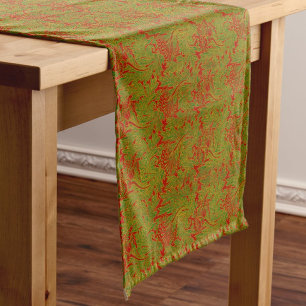 Eleganter Klassiker William Morris Rot Grün Gold Mittelgroßer Tischläufer