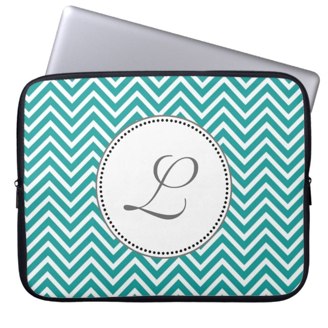 Eleganter, klassischer aquamariner und Zickzack Zi Laptopschutzhülle (Vorderseite)