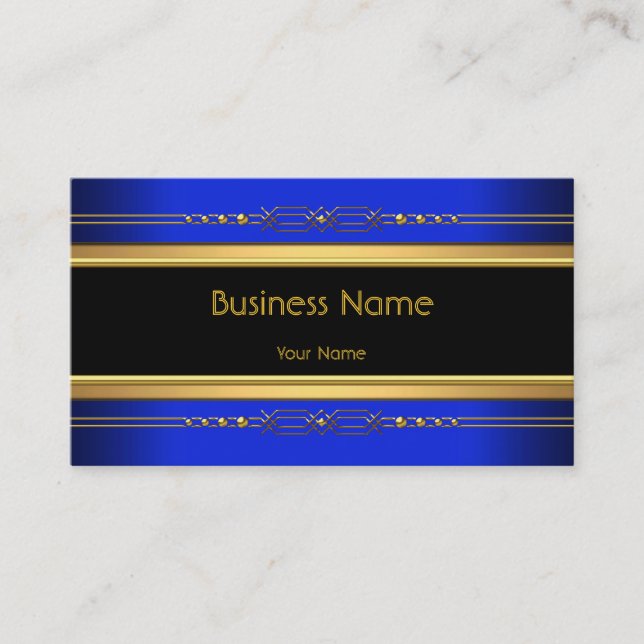 Eleganter klassischer Black Yellow Gold Royal Blue Visitenkarte (Vorderseite)