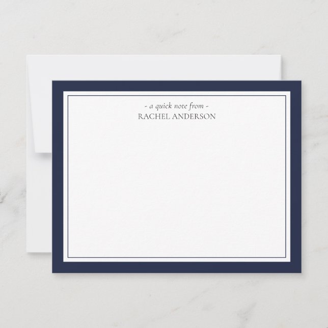 Eleganter klassischer Blue Double Border Personali Mitteilungskarte (Vorderseite)
