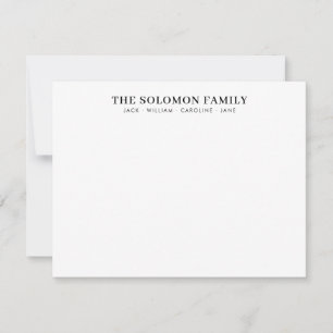 Eleganter Klassischer Familienname Black Schriftar Mitteilungskarte