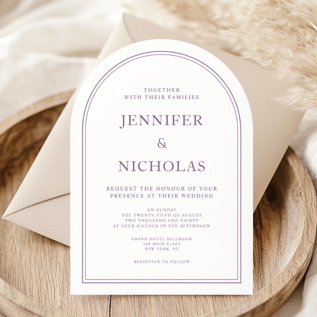 Eleganter klassischer Formal French Lilac Wedding  Einladung (Elegant Classic Formal French Lilac Wedding Arch Invitation)