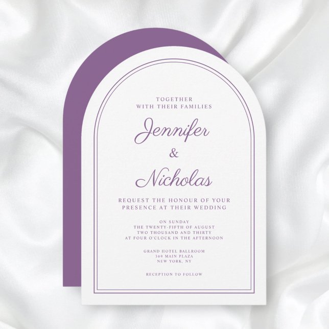 Eleganter klassischer Formal French Lilac Wedding  Einladung (Elegant Classic Formal French Lilac Wedding Arch Invitation)