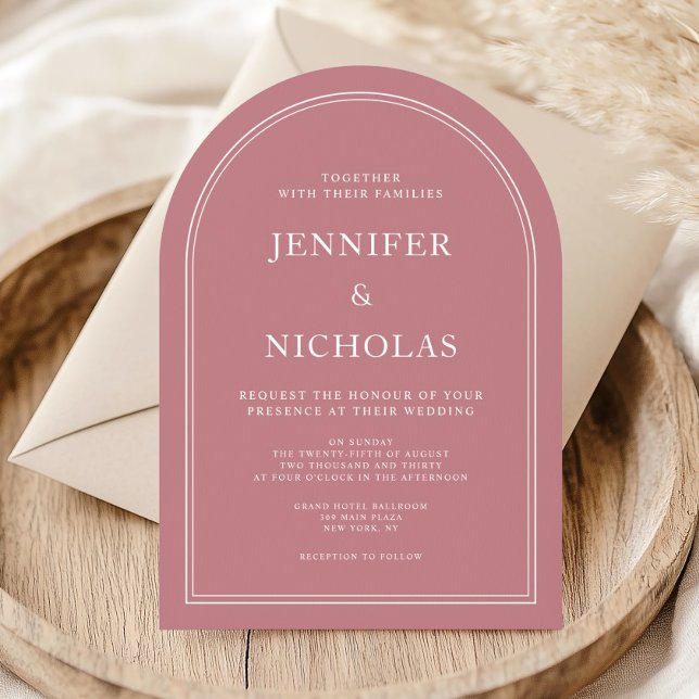 Eleganter klassischer Formal-Rosa-Hochzeitsbogen Einladung (Elegant Classic Formal Pink Wedding Arch Invitation)