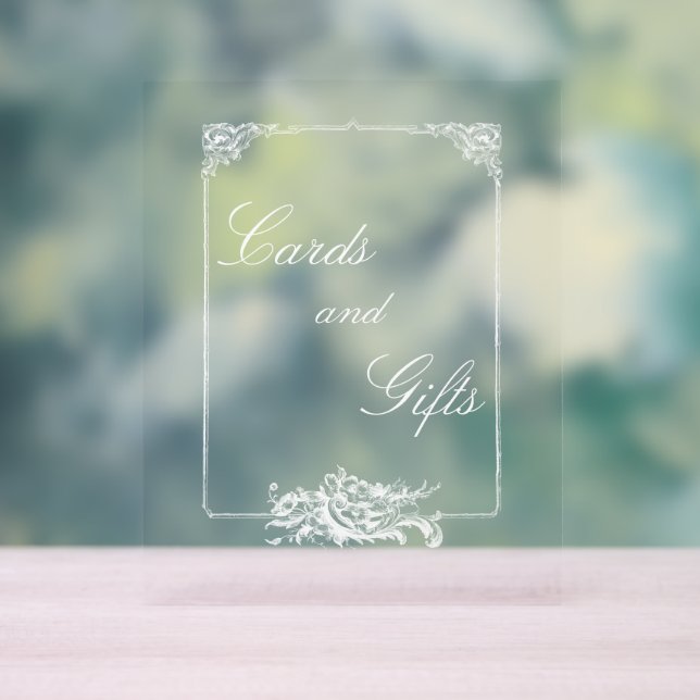 Eleganter klassischer französischer Rokoko Floral Acrylschild (Neutral)