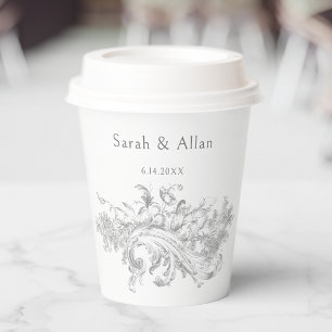 Eleganter klassischer französischer Rokoko Floral Pappbecher