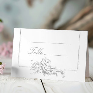 Eleganter klassischer französischer Rokoko Floral Platzkarte