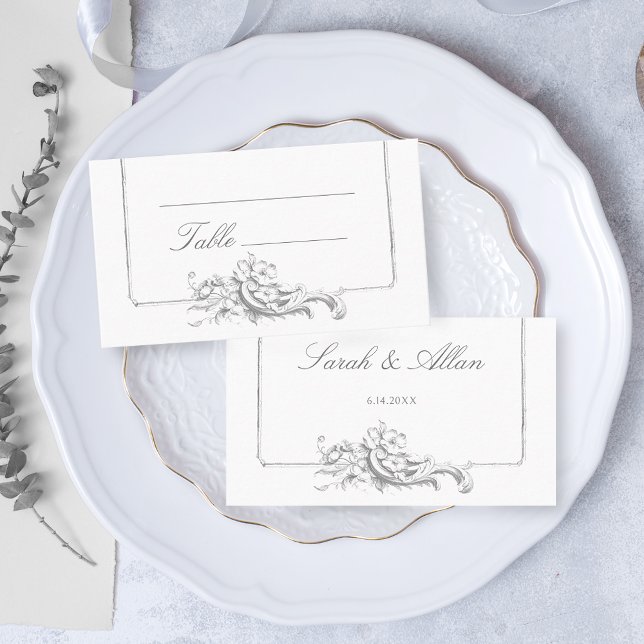 Eleganter klassischer französischer Rokoko Floral Platzkarte (Von Creator hochgeladen)