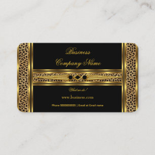 Eleganter, klassischer Gold Black Leopard Jewel Visitenkarte