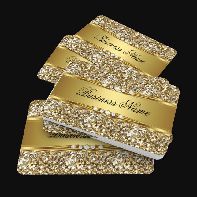 Eleganter klassischer Gold Glitzer Diamond Look Visitenkarte (Von Creator hochgeladen)
