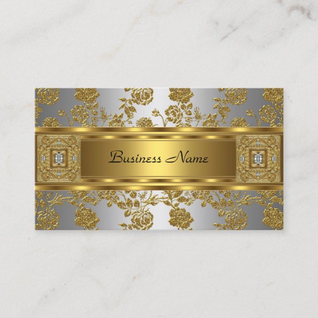 Eleganter, klassischer Gold Gray Bläsersilber Jewe Visitenkarte (Vorderseite)