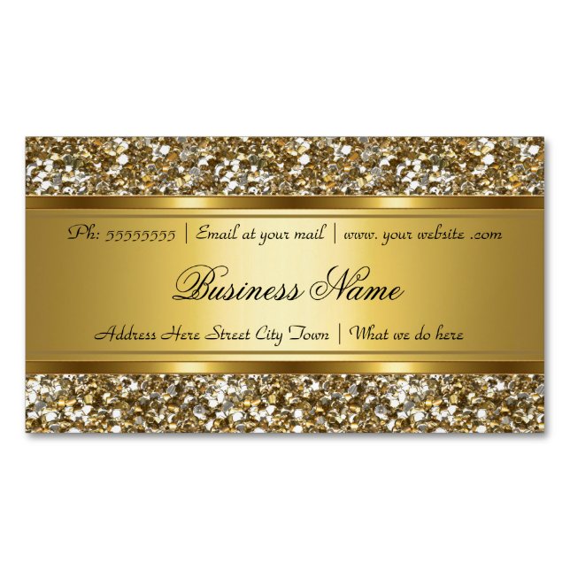 Eleganter klassischer Gold Imitats Glitzer Look Bu Magnetische Visitenkarte (Vorderseite)
