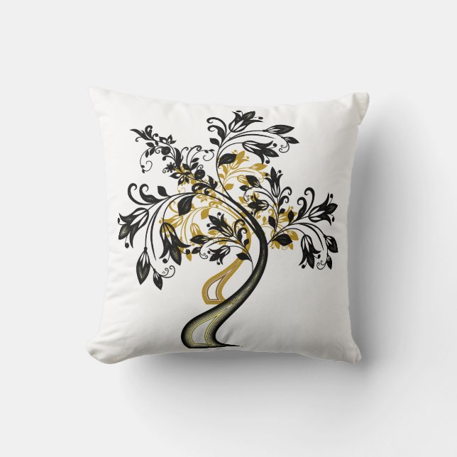 Eleganter Klassischer Goldener Tree im Leben Zen Y Kissen (Vorderseite)