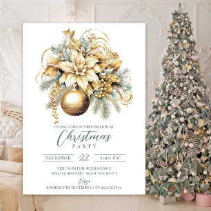Eleganter klassischer goldgrüner Luxus Weihnachten Einladung