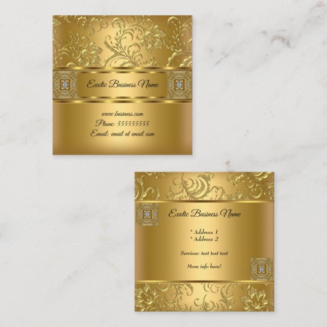 Eleganter klassischer Goldschmuck Quadratische Visitenkarte (Vorne/Hinten)