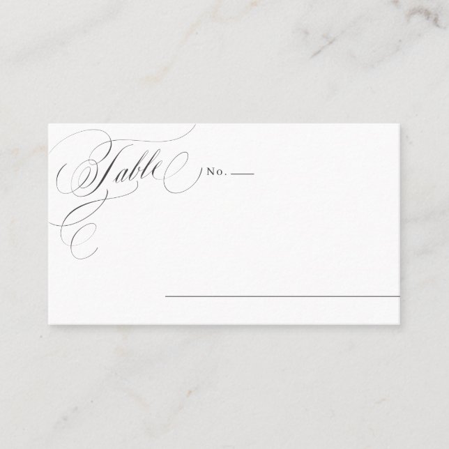 Eleganter klassischer kalligrafischer Hochzeitspla Platzkarte (Vorderseite)