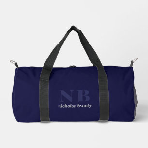 Eleganter klassischer Minimal Monogram Navy Blue Duffle Bag