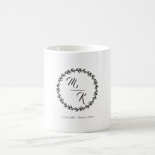 Eleganter, klassischer Monogramm-Kranz Kaffeetasse