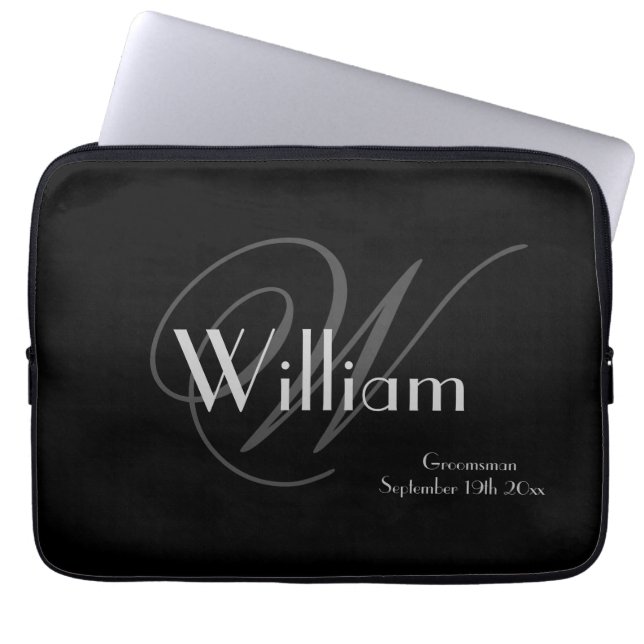 Eleganter klassischer Personalisierter Name+Monogr Laptopschutzhülle (Vorderseite)