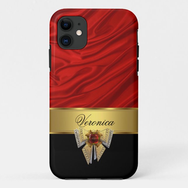 Eleganter, klassischer, roter, schwarzer Seidenloo Case-Mate iPhone Hülle (Rückseite)