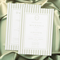 Eleganter Klassischer Salbei-Streifen-Monogramm-Do
