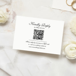 Eleganter klassischer Script Monogram QR Code Hoch RSVP Karte