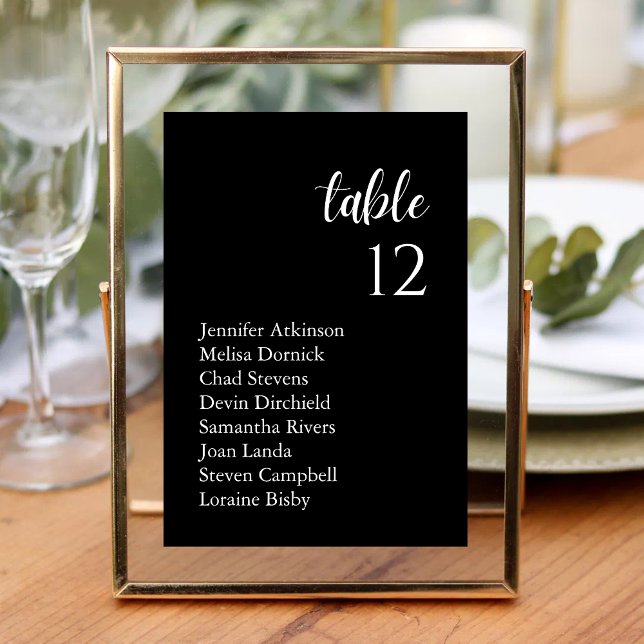 Eleganter klassischer Serif Wedding Guest Name Tischnummer (Von Creator hochgeladen)