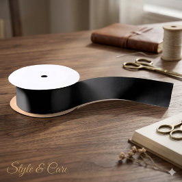 Eleganter klassischer Solid Black 1,5 Zoll Satin R Satinband