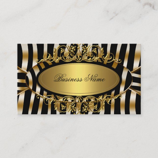 Eleganter klassischer Zebra Sepia Gold Metal Look Visitenkarte (Vorderseite)