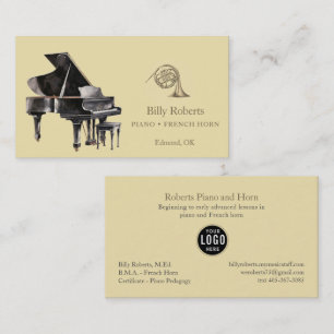 Eleganter Klavierfrenchhornmusiker und Musiklehrer Visitenkarte